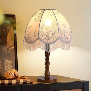 Orlyn Lampe de Table en Bois Et Tissu Élégante