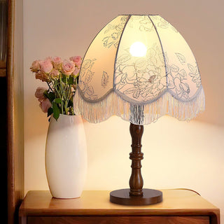 Orlyn Lampe de Table en Bois Et Tissu Élégante