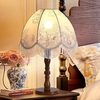 Orlyn Lampe de Table en Bois Et Tissu Élégante