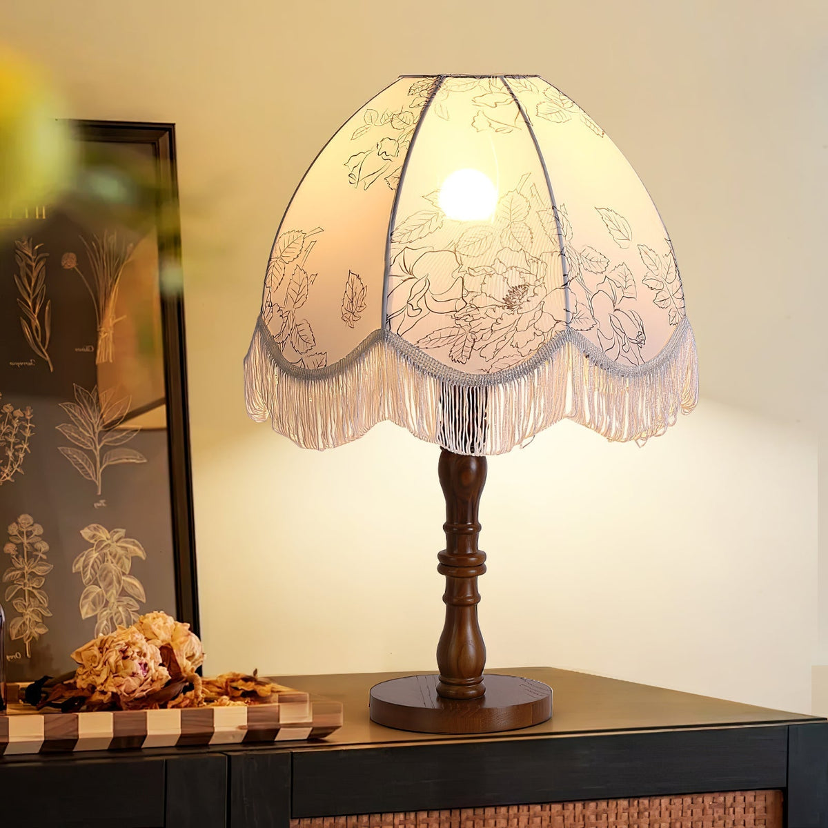 Orlyn Lampe de Table en Bois Et Tissu Élégante