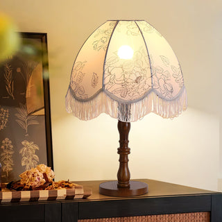 Orlyn Lampe de Table en Bois Et Tissu Élégante