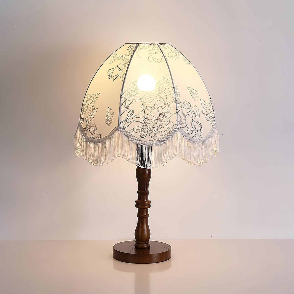 Orlyn Lampe de Table en Bois Et Tissu Élégante