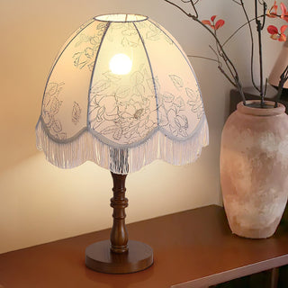 Orlyn Lampe de Table en Bois Et Tissu Élégante