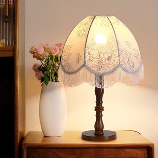 Orlyn Lampe de Table en Bois Et Tissu Élégante