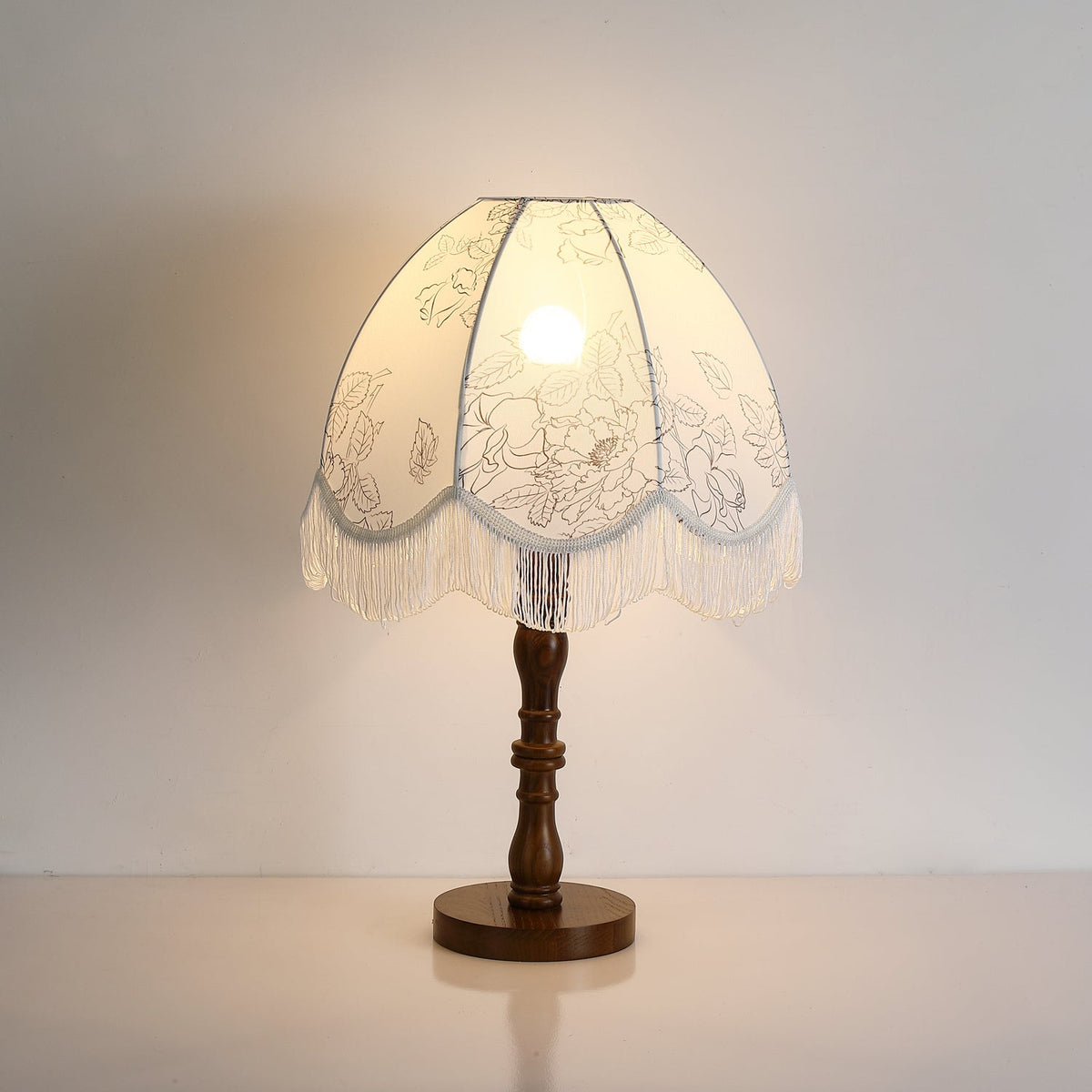 Orlyn Lampe de Table en Bois Et Tissu Élégante