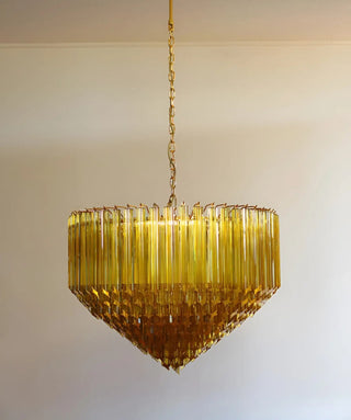 Aurora Lustre Ambre Murano Verre Prisme Grand Art