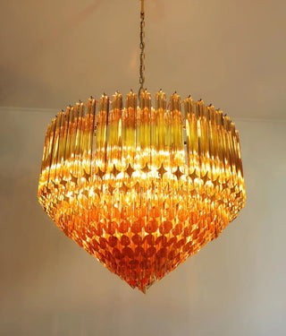 Aurora Lustre Ambre Murano Verre Prisme Grand Art
