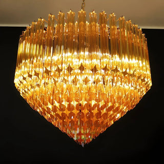 Aurora Lustre Ambre Murano Verre Prisme Grand Art