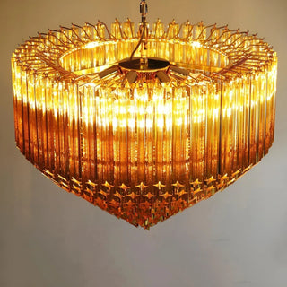 Aurora Lustre Ambre Murano Verre Prisme Grand Art