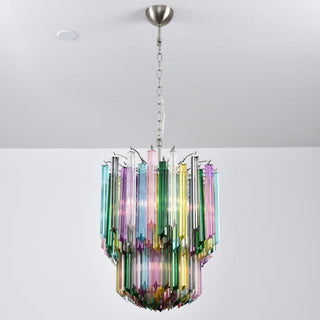 Aurora Lustre Murano Verre Coloré Prisme