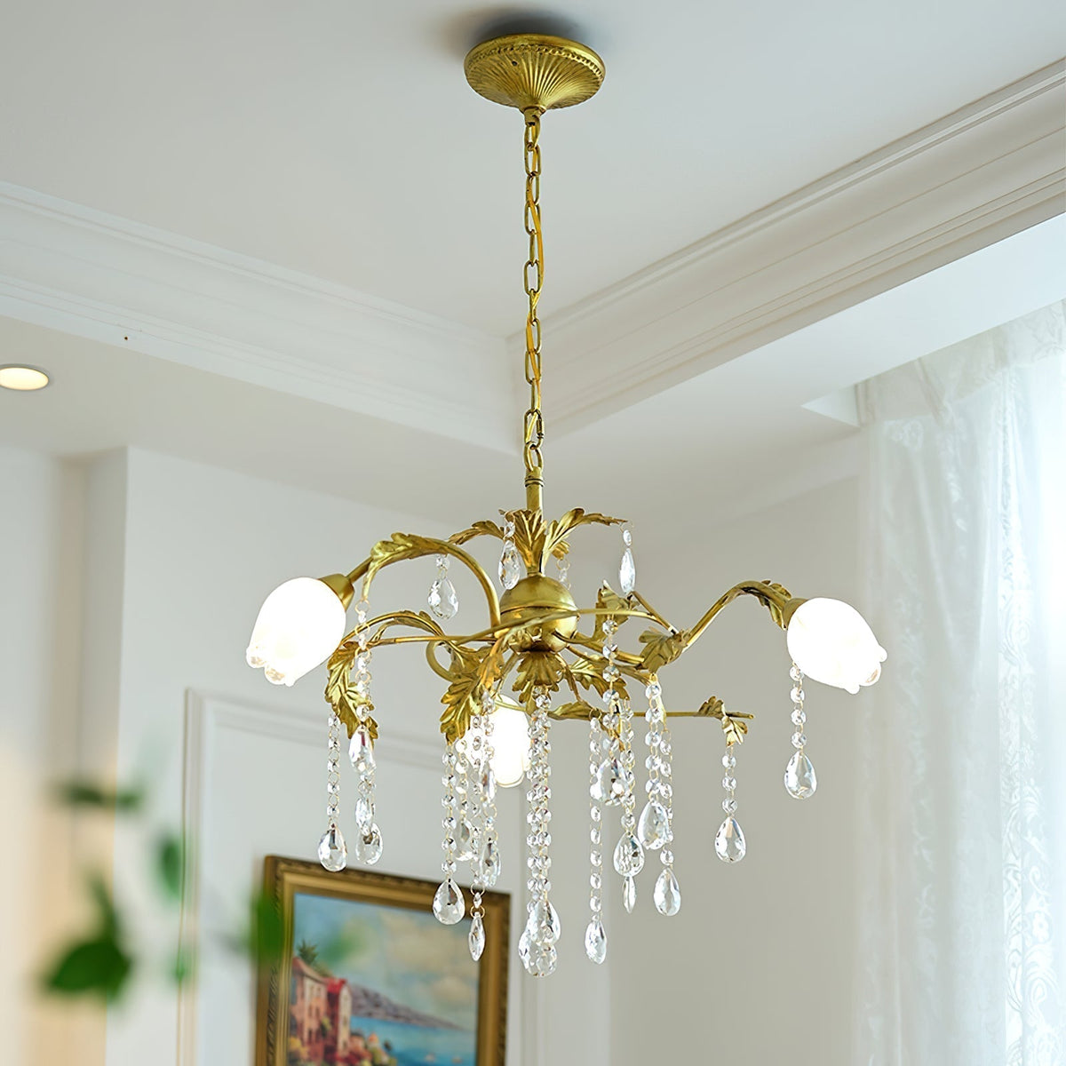 Vasorus Lustre Industriel Vintage Laiton Cristal