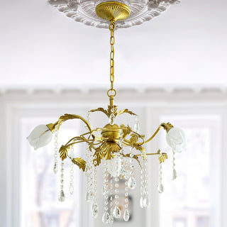 Vasorus Lustre Industriel Vintage Laiton Cristal