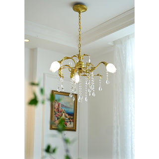 Vasorus Lustre Industriel Vintage Laiton Cristal