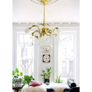 Vasorus Lustre Industriel Vintage Laiton Cristal
