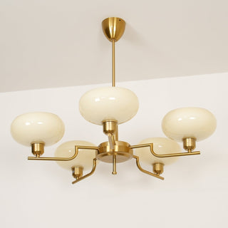 Lustra Suspension en Verre Globe Cadre en Laiton-Luire