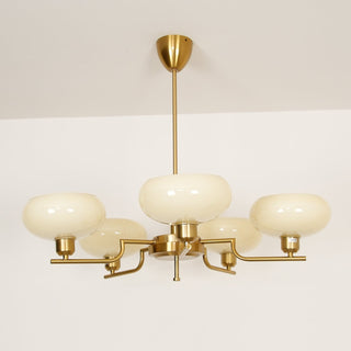 Lustra Suspension en Verre Globe Cadre en Laiton-Luire