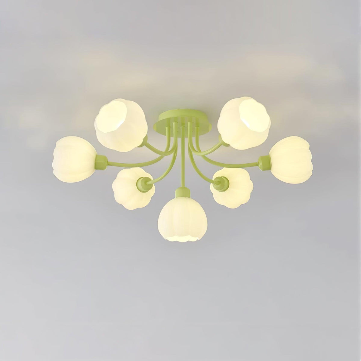 Iselena Plafonnier en Verre Matcha Élégant