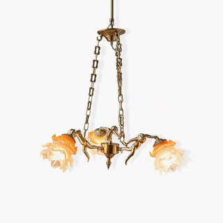 Lustra Lustre Laiton Suspension Florale Vintage
