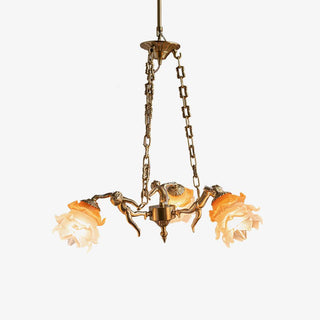 Lustra Lustre Laiton Suspension Florale Vintage