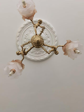 Lustra Lustre Laiton Suspension Florale Vintage