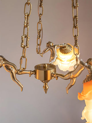 Lustra Lustre Laiton Suspension Florale Vintage