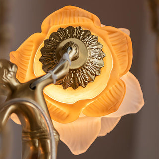 Lustra Lustre Laiton Suspension Florale Vintage