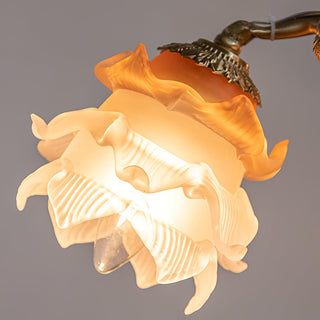 Lustra Lustre Laiton Suspension Florale Vintage
