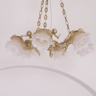 Lustra Lustre Laiton Suspension Florale Vintage