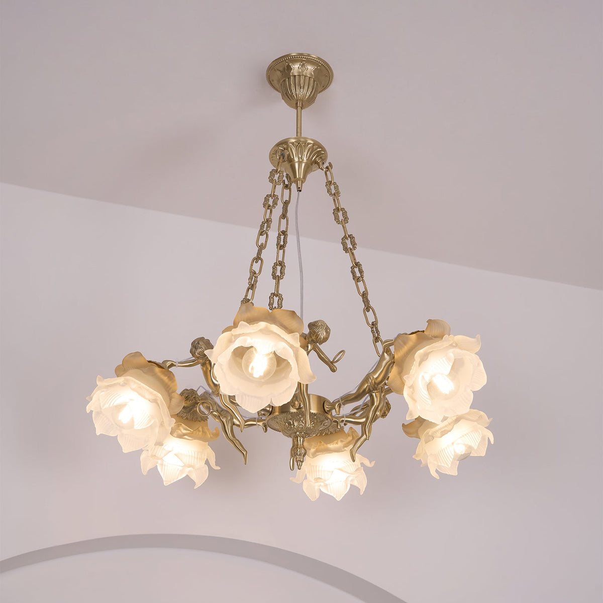 Mavenae Lustre Laiton Suspension Florale Vintage