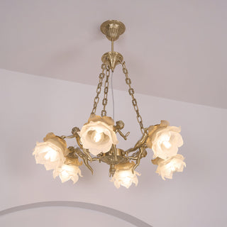 Lustra Lustre Laiton Suspension Florale Vintage