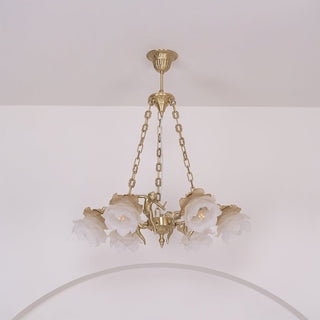 Lustra Lustre Laiton Suspension Florale Vintage