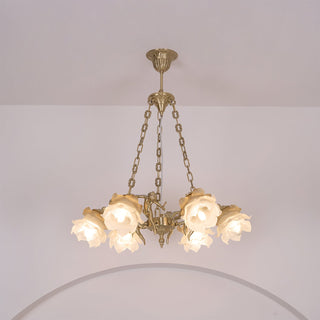Lustra Lustre Laiton Suspension Florale Vintage