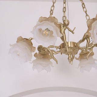 Lustra Lustre Laiton Suspension Florale Vintage
