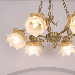 Lustra Lustre Laiton Suspension Florale Vintage
