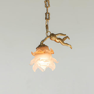Lustra Lustre Laiton Suspension Florale Vintage