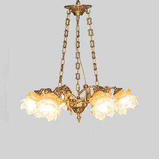 Lustra Lustre Laiton Suspension Florale Vintage