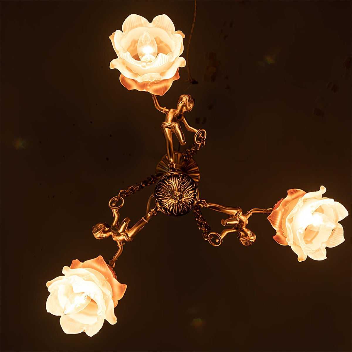 Mavenae Lustre Laiton Suspension Florale Vintage