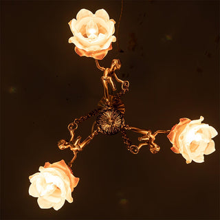 Lustra Lustre Laiton Suspension Florale Vintage