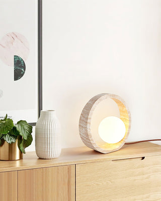 Orzore Lampe de Table en Travertin Circulaire