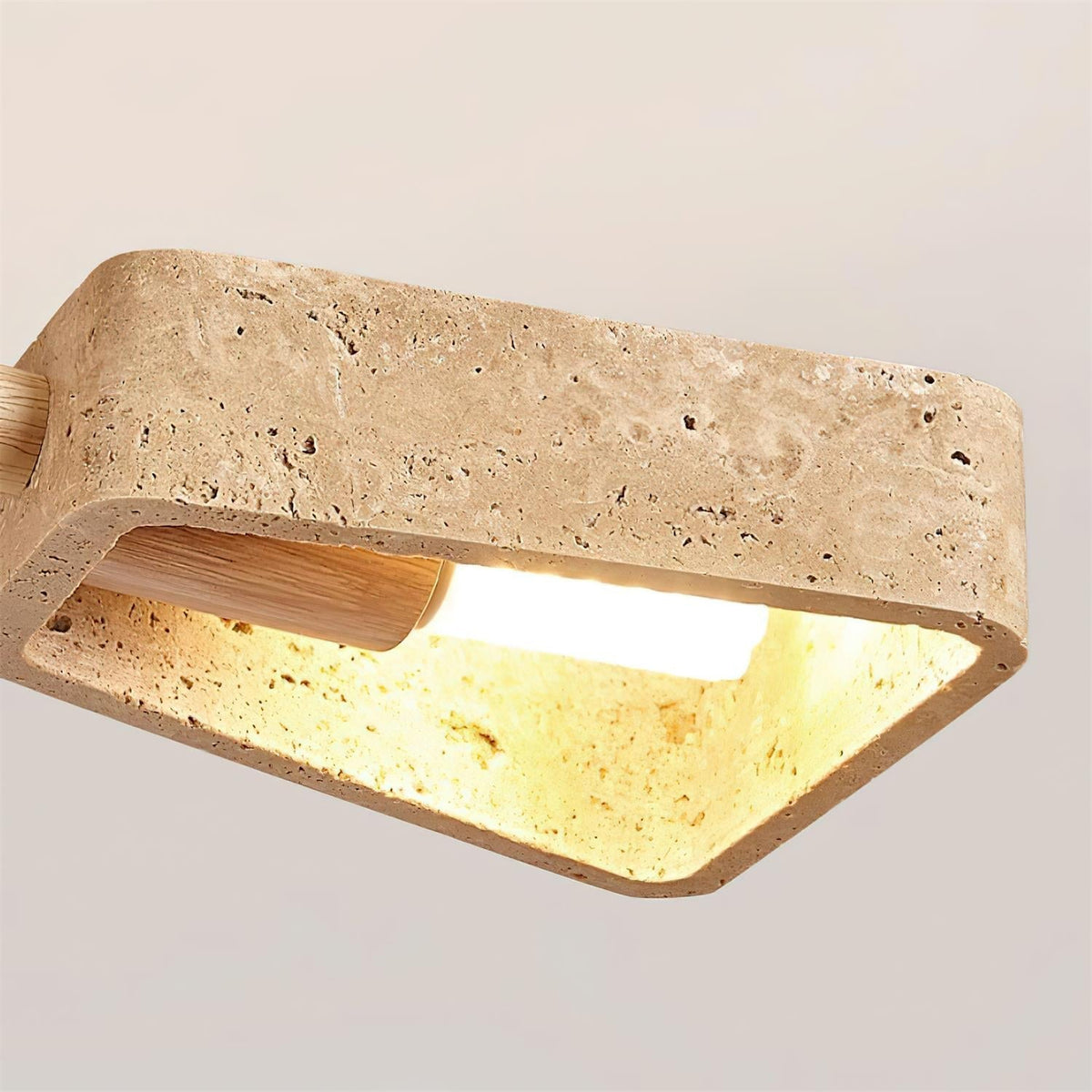 Feyno Travertine & Wood Ceiling Light-Neutral Decor