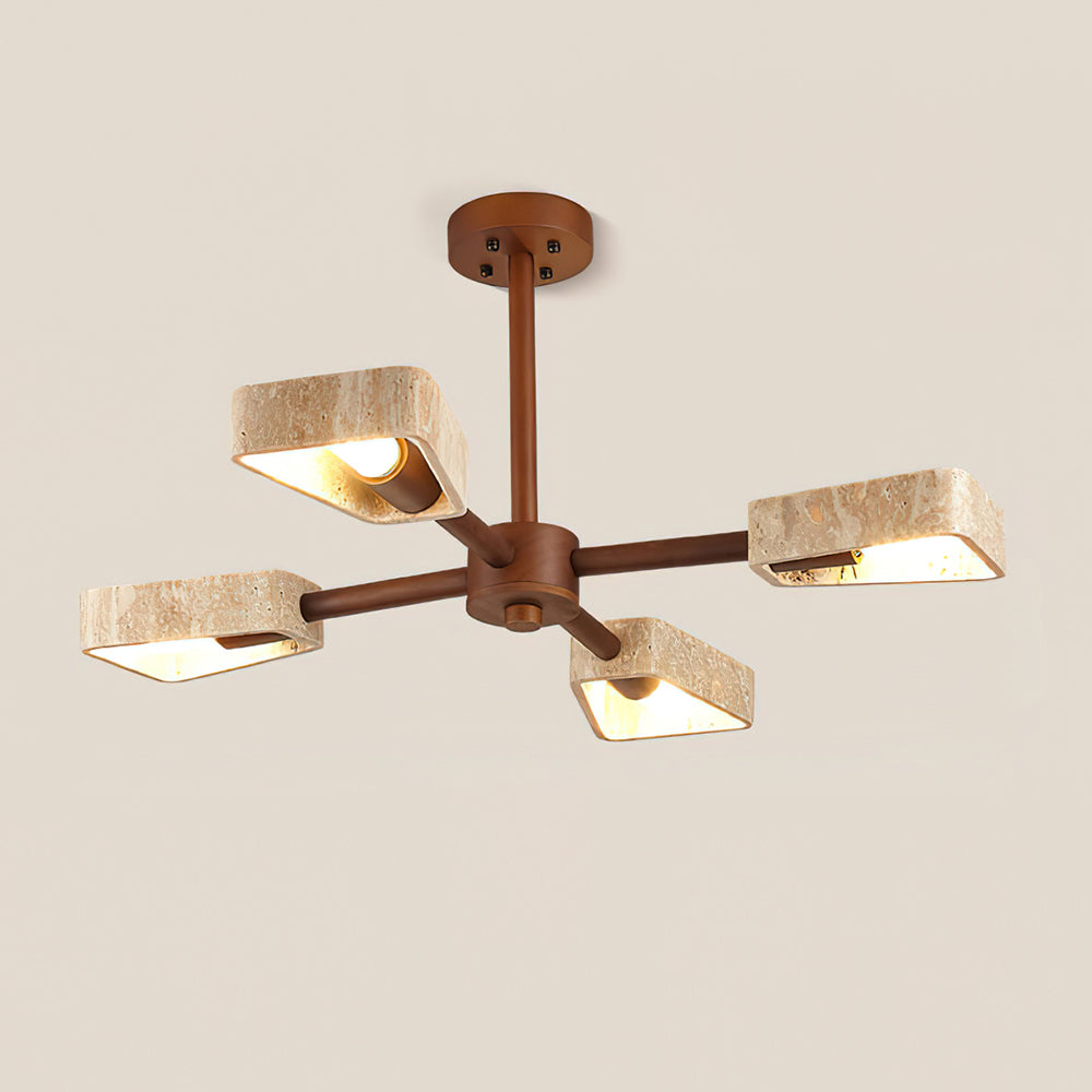 Feyno Travertine & Wood Ceiling Light-Neutral Decor