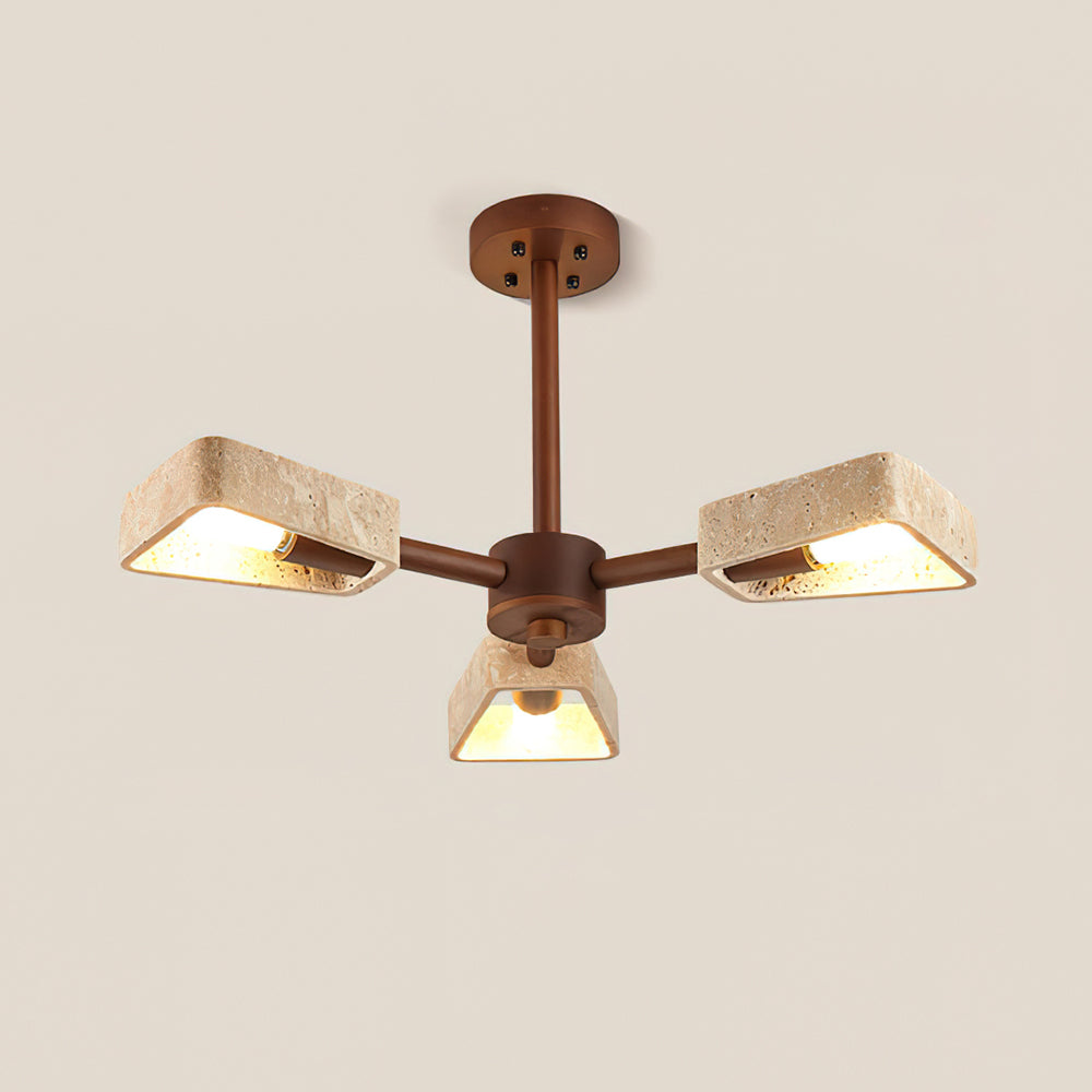 Feyno Travertine & Wood Ceiling Light-Neutral Decor