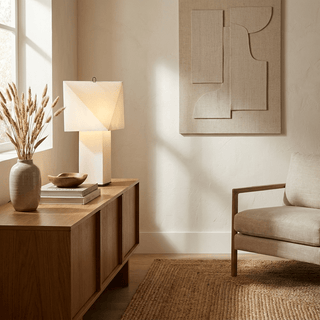 Quadrella Paper Shade Table Lamp-Neutral Decor
