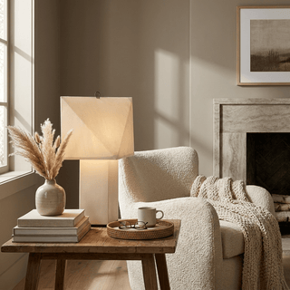 Quadrella Paper Shade Table Lamp-Neutral Decor