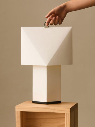 Quadrella Paper Shade Table Lamp-Neutral Decor