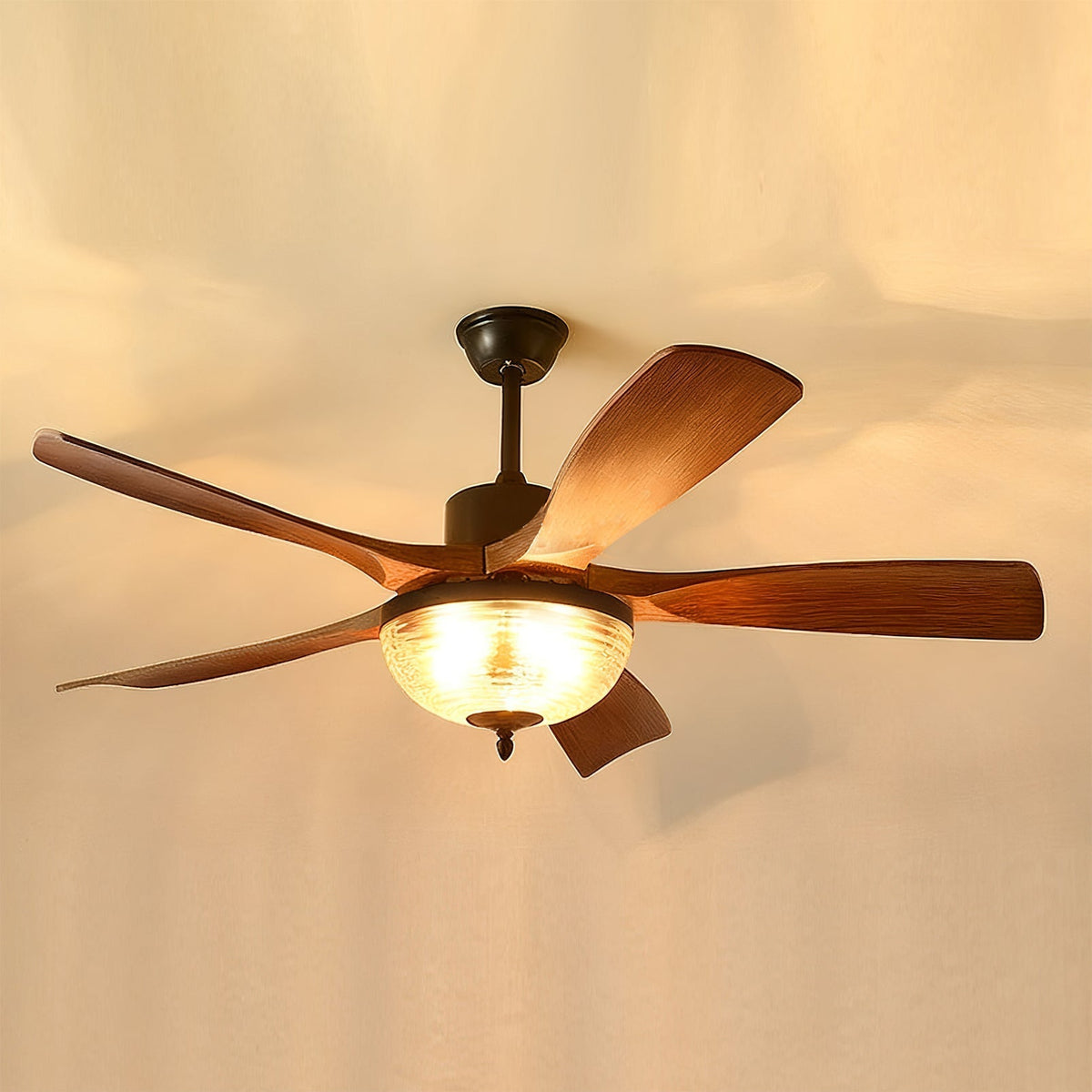 Lifestyle shot of the fan in a modern farmhouse room.