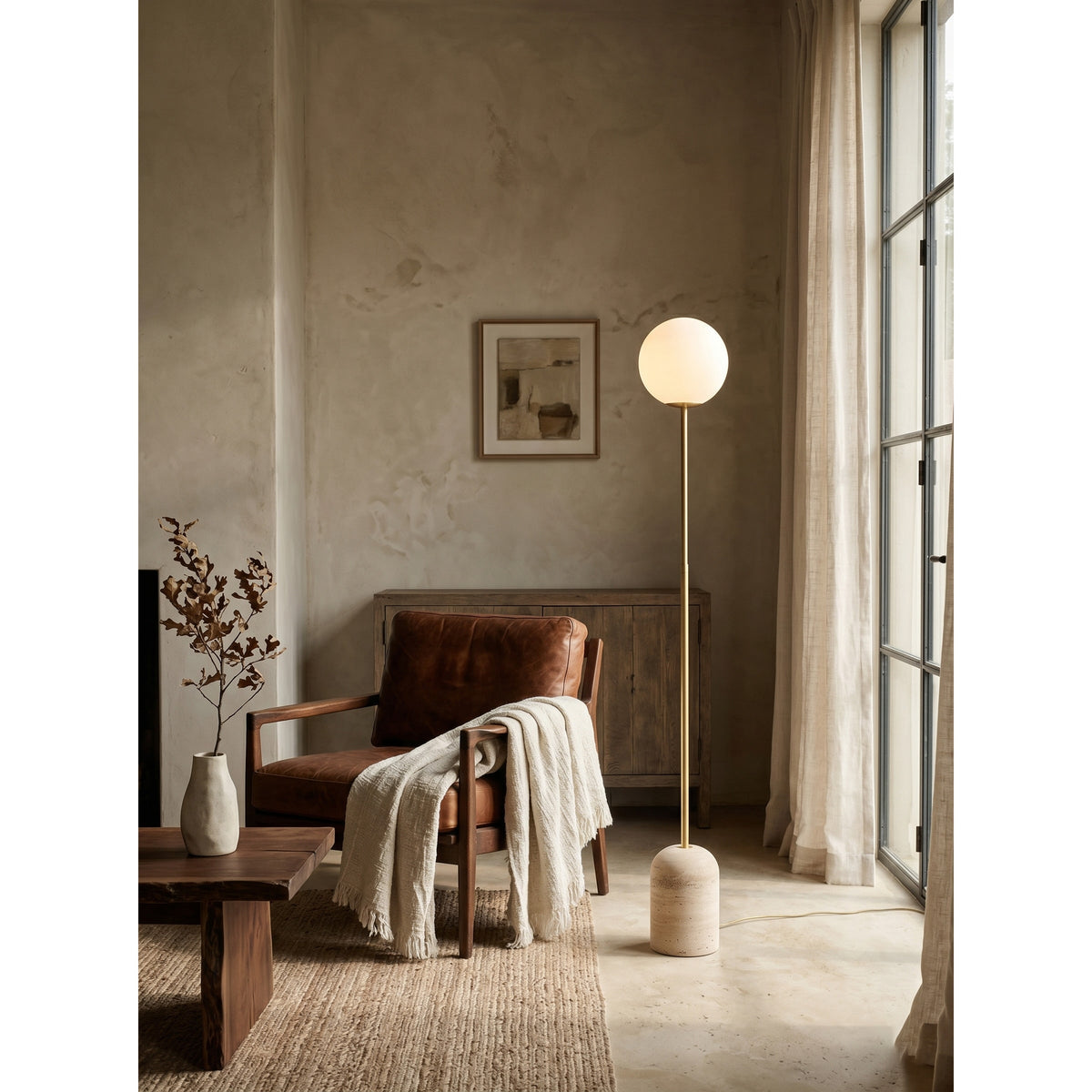 Valoia Lampadaire en Travertin