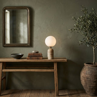 Nuvor Lampe de Table en Travertin Beige