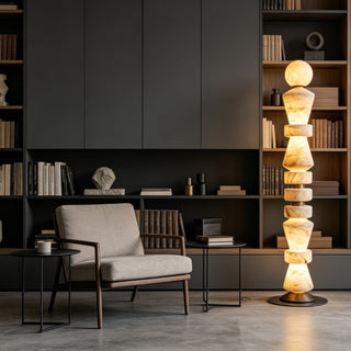 Renivira Lampadaire sculptural en albâtre