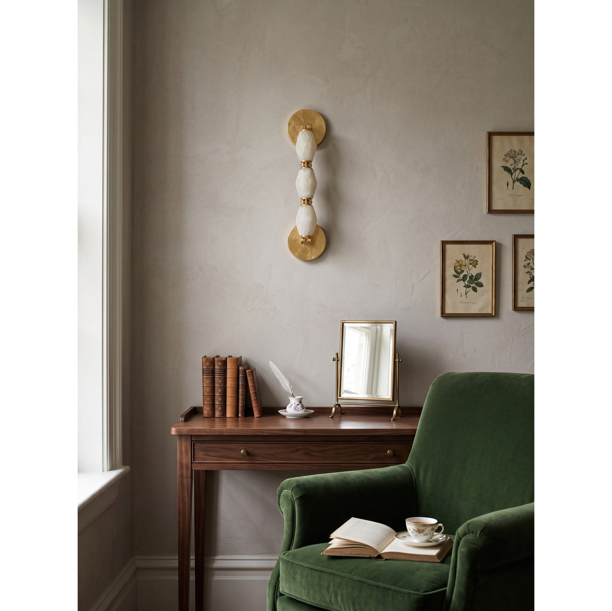 Teriiielle Applique murale à globes en albâtre